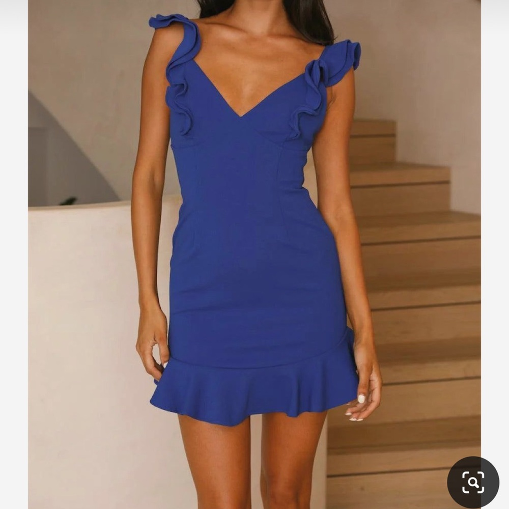 Hello Molly Royal Blue Ruffle Mini Dress